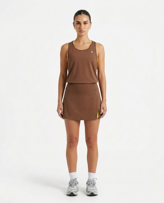 Flextra Womens Skorts Brown and Yellow studio