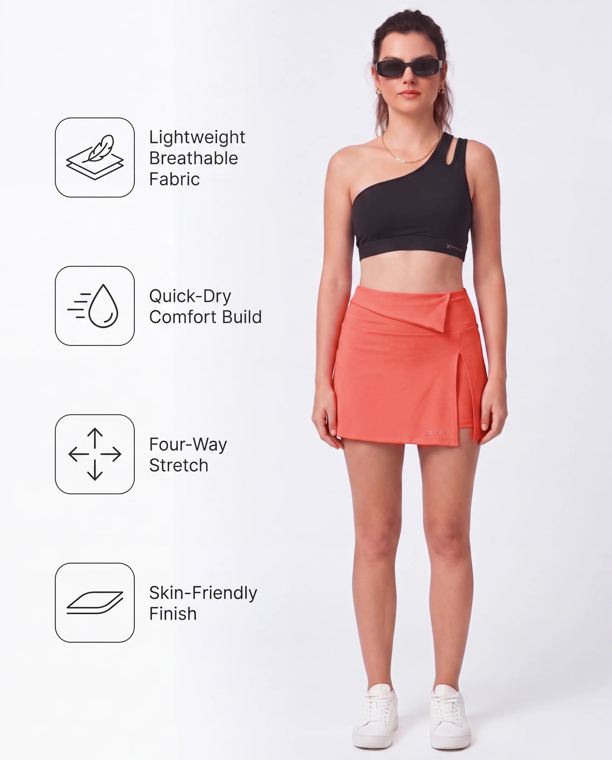 Flextra Womens Skorts Koi Orange - features